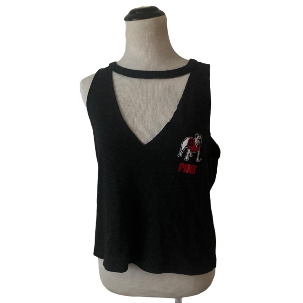 VS PINK | dark grey cut out GA bulldogs tank large